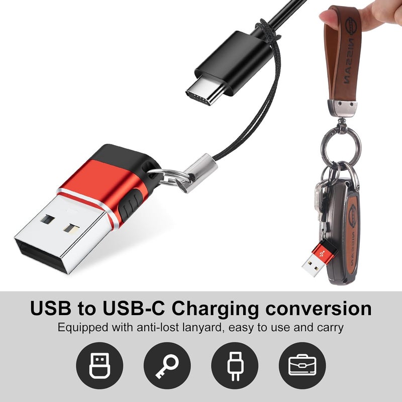 BaseNew Store USB to USB C Adapter 6 Pack,USB Type C Adapter,USB A to C Adaptor,USBC Female USBA Male Converter for iPhone 16 15 14 13,MacBook,iPad,Car Play,Charger,Red - Image 4